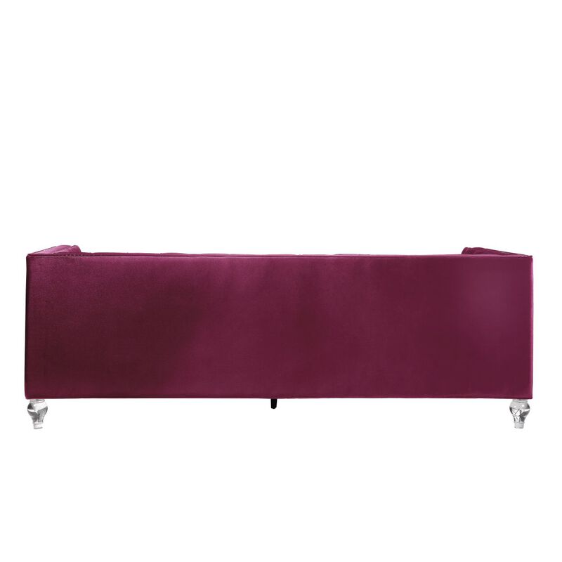 Heibero Sofa w/2 Pillows, Burgundy Velvet
