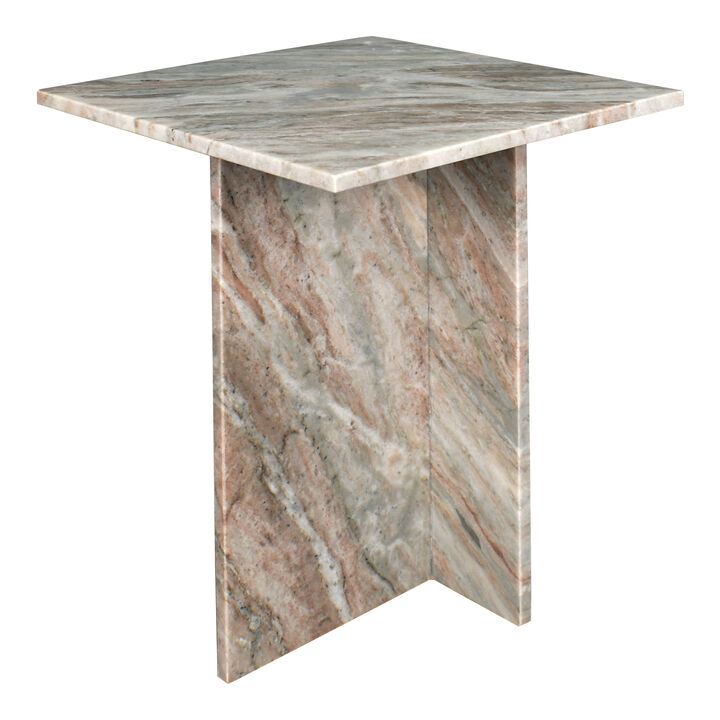 Cecil 18.5" Contemporary Natural Marble Handmade T-Shaped End Table