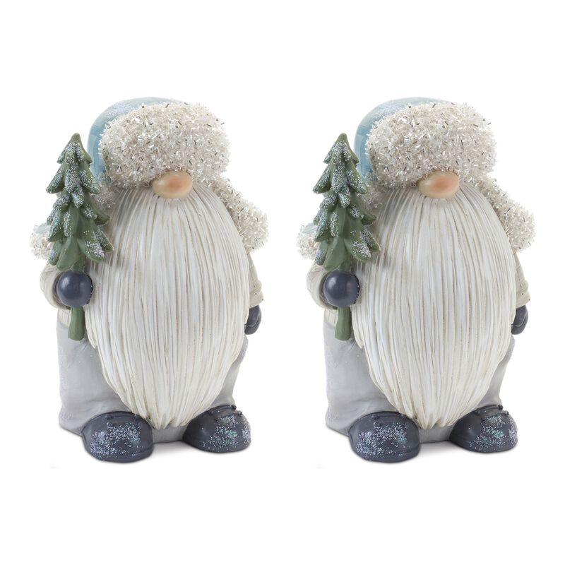 Gnome with Tree Decorative Garden Figurine for Outdoor or Indoor Decor (Set of 2)
