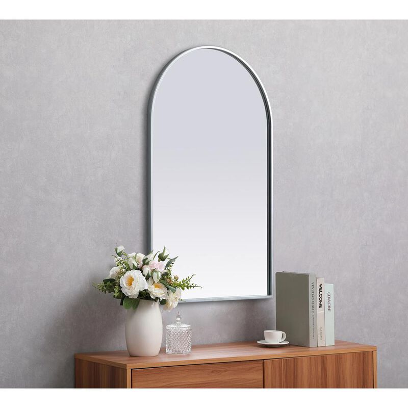 Elegant Decor Metal Frame Arch Mirror 22x36 Inch in Silver