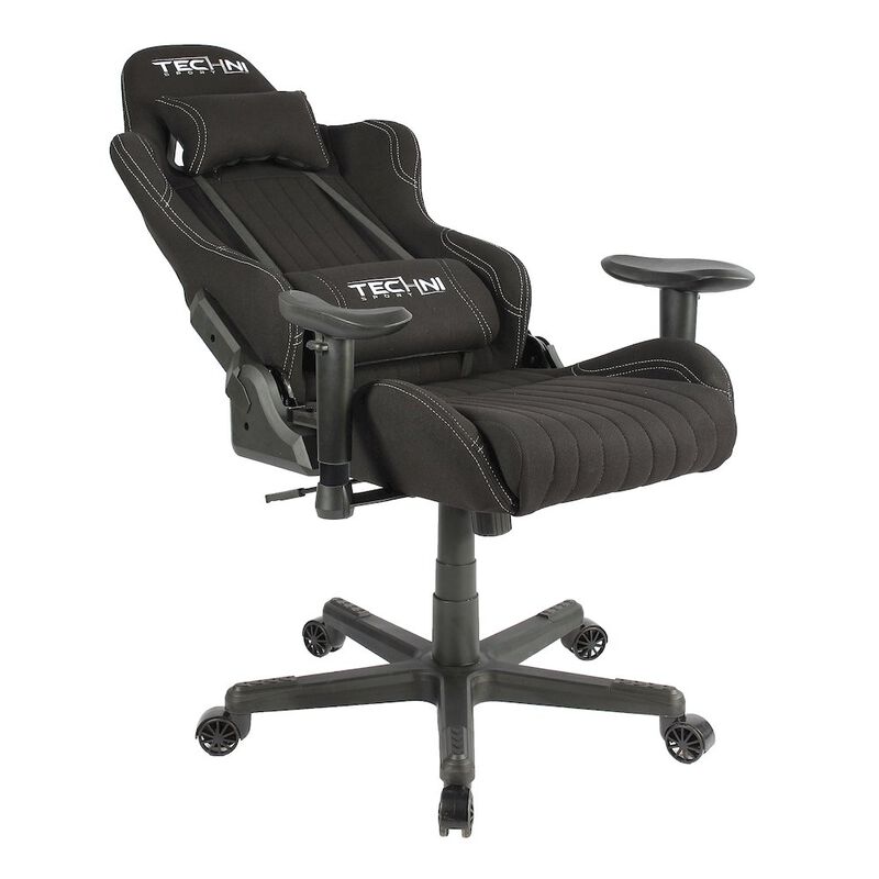Techni Sport Fabric Ergonomic High Back Racer Style PC Gaming Chair, Black