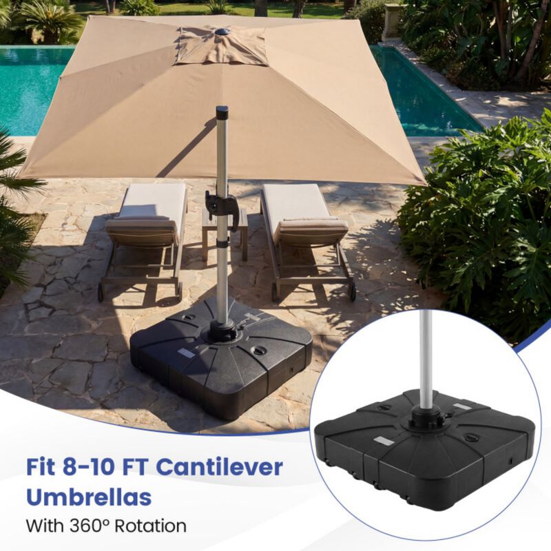 Outdoor Cantilever Umbrella Base Square Water and Sand Fillable Base-34 Inches image number 7