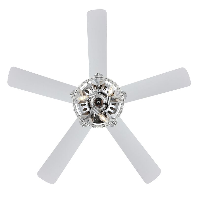 Kristie 3-Light Crystal/Metal Modern Glam Drum LED Ceiling Fan With Remote