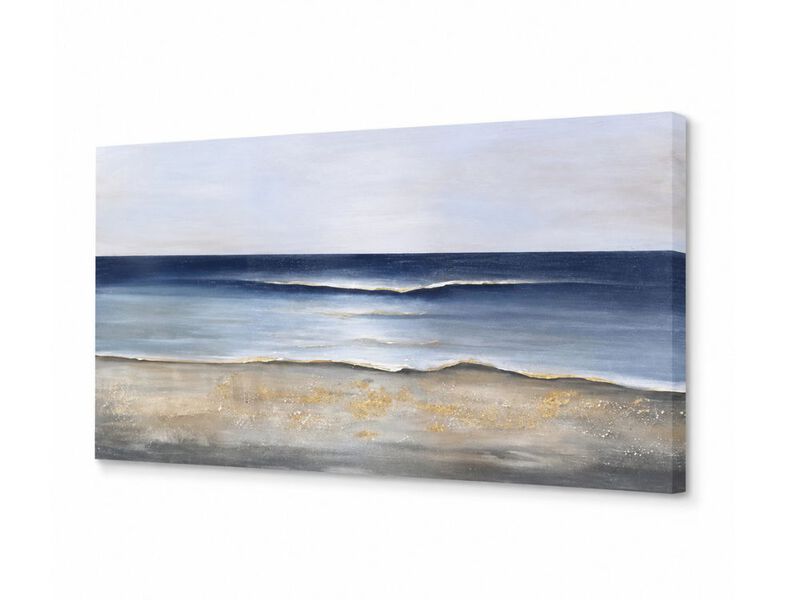 Ocean Canvas Wall Art Blue Gold Decor Modern Aesthetic Large Living Room Bedroom image number 0