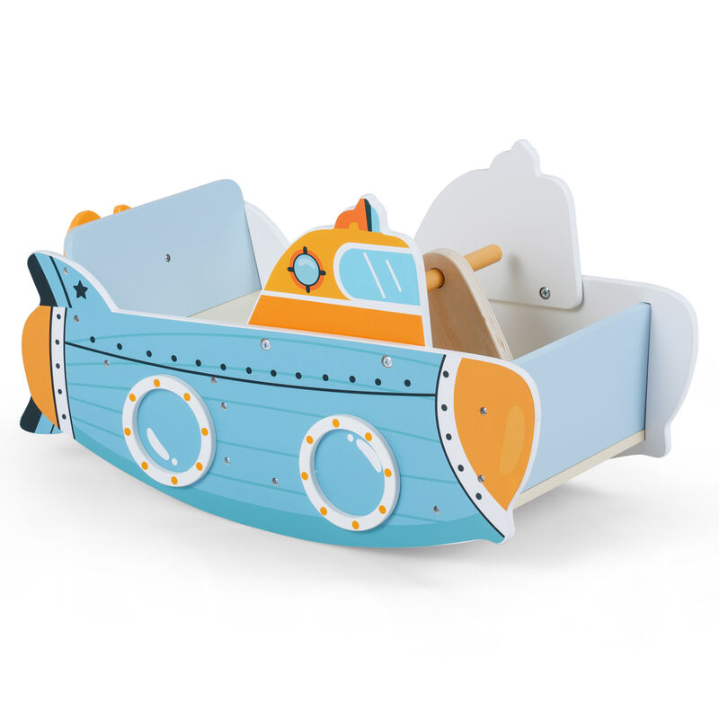Kids Submarine Climbing Toy Wooden Rocking Climber with Propeller image number 0