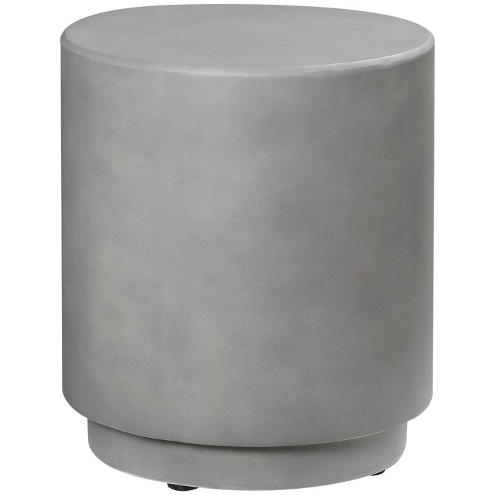 Lightweight Accent Table with Concrete Finish, Round Side Table with 4 Adjustable Feet for Indoor, Outdoor, Light Grey