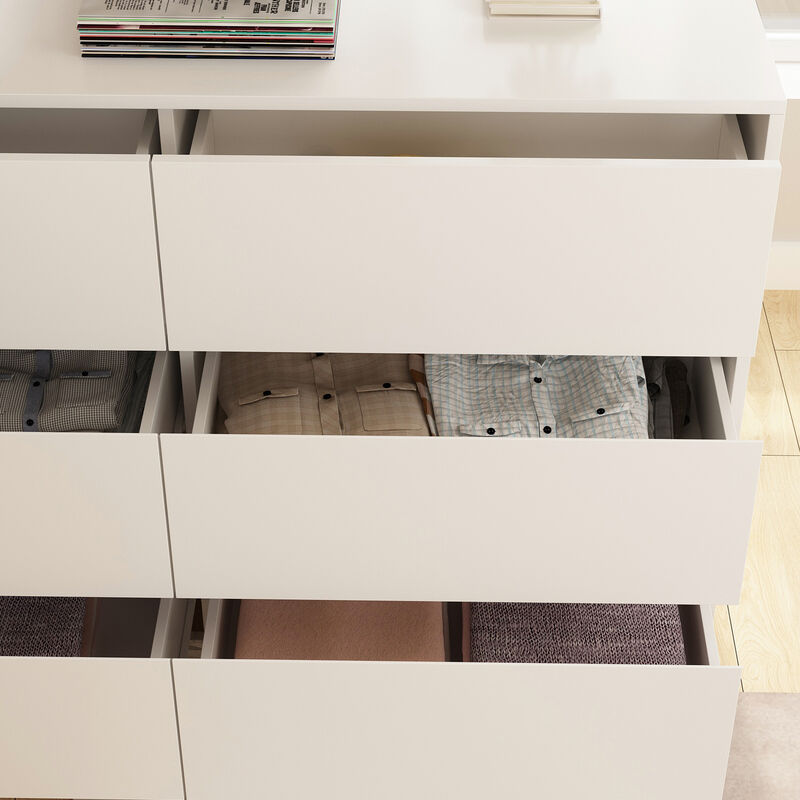 6-Drawer L-Shaped Chest of Drawers Cabinet with Rotatable Desktop 47.2 in. W x 51.2 in. D x 32.7 in. H