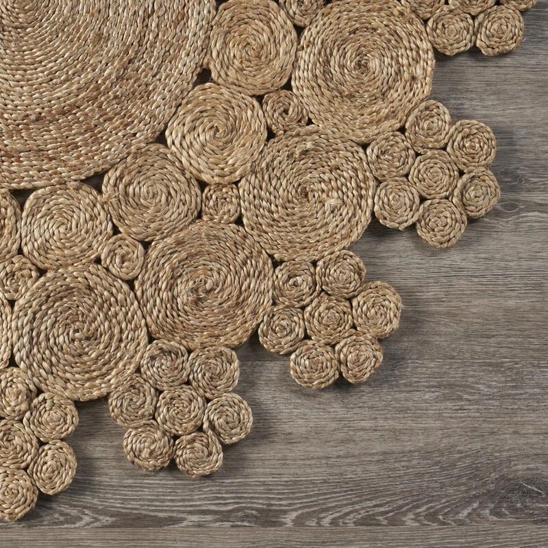HomeRoots Jute Abstract Geometric Hand Braided Area Rug image number 3