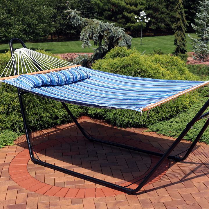 Sunnydaze Large Quilted Hammock with Spreader Bar and Pillow
