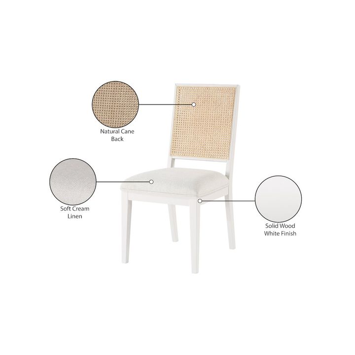 Meridian Furniture Butterfly Cream Linen Textured Fabric Dining Chair, Set of 2