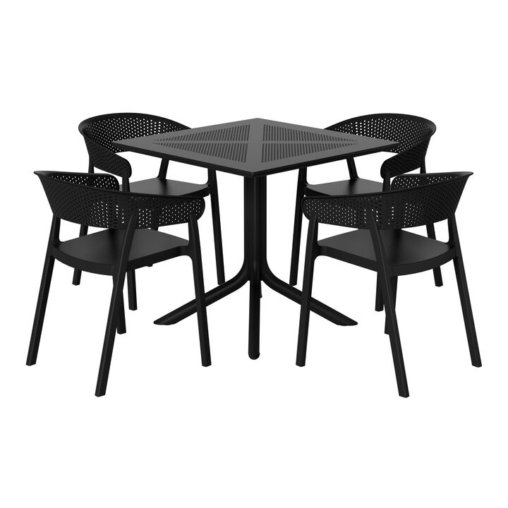 WestinTrends 5-Piece Modern Patio Square Dining Table Set with Stackable Patio Dining Chairs