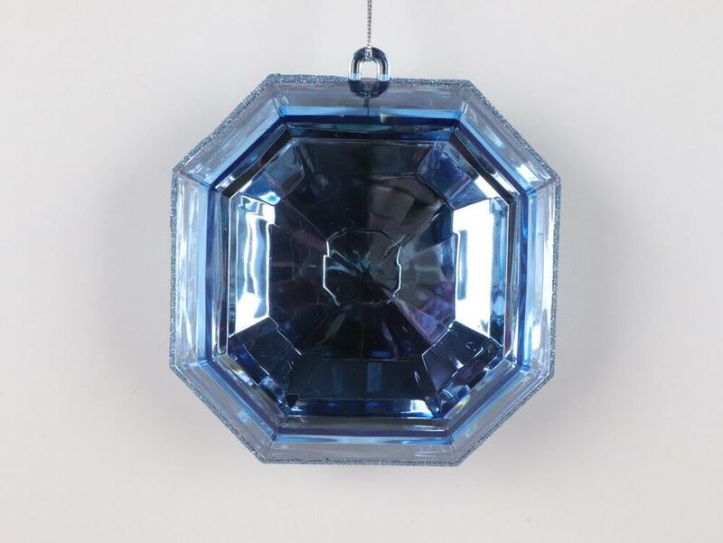 Vickerman 6" Baby Blue Square Jewel Glitter Ornament. Includes 2 Pieces per Bag. String Hanger. image number 0