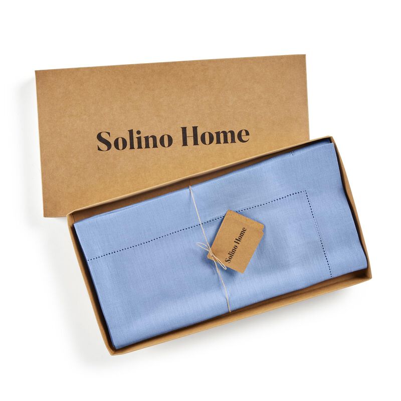 Solino Home 100% Pure Linen Table Throw - Classic Hemstitch
