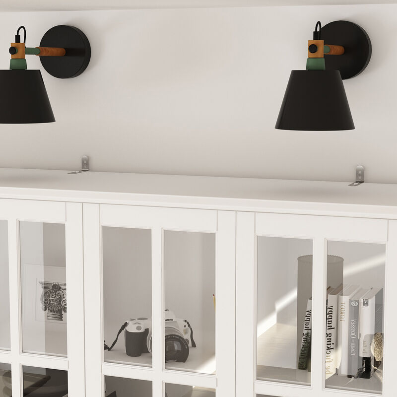 FUFU&GAGA 8-Door White Storage Cabinet Set – Stylish and Spacious Organizing Solution, 2-Piece Wardrobe with Glass Doors and Black Handles, (78.7 in. H x 63 in. W x 15.7 in. D),White