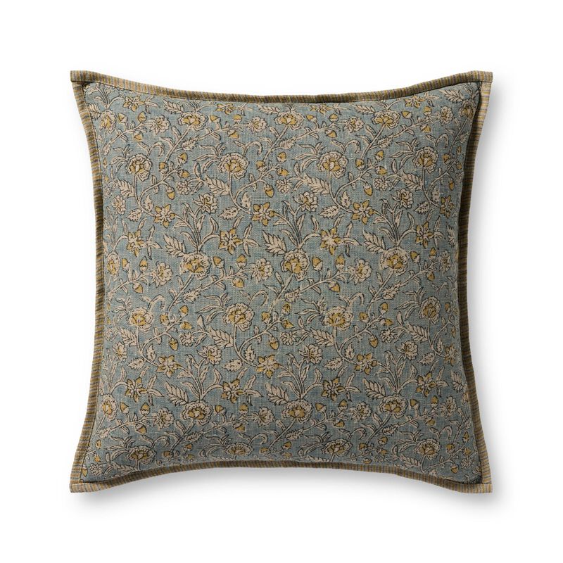 PLL0164 Light Blue/Multi 22''x22'' Down Pillow