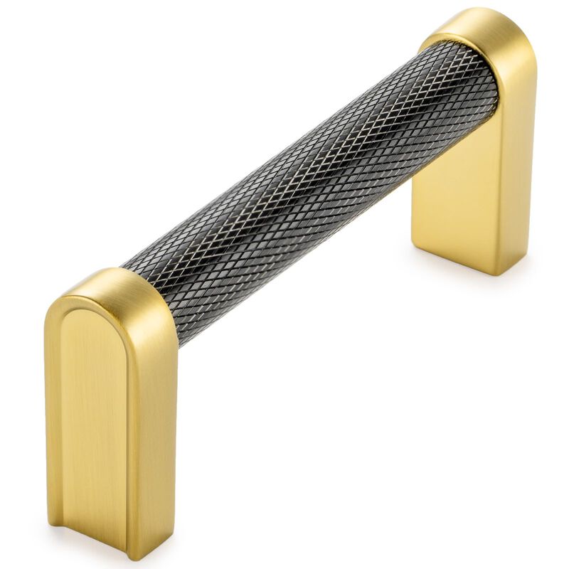 KOOFIZO Black and Gold Cabinet Pulls, 5-Pack Knurled Cabinet Handles, 3 Inch Screw Spacing, P28 Hardware for Kitchen Cupboard Do
