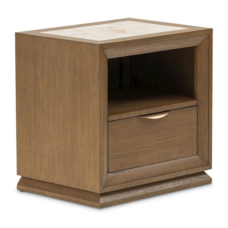 Portrait 1-Drawer Nightstand with LED Lights - Sienna Brown image number 5