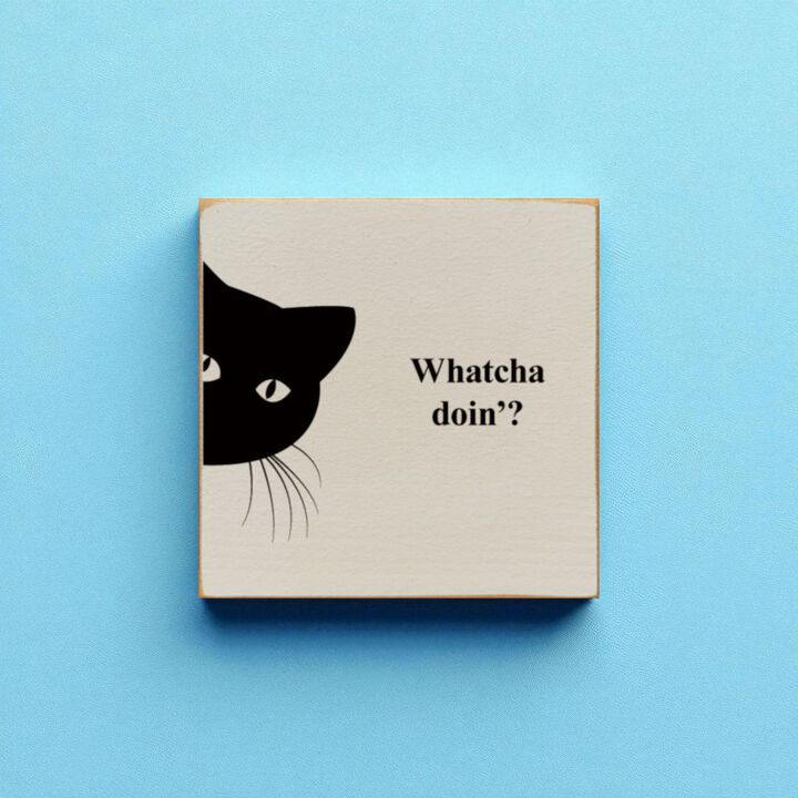 Funny Cat Wooden Sign Cute Cat Wall Decor Gift for Cat Lovers