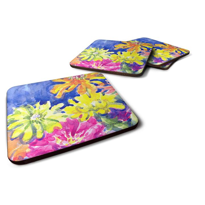 Caroline's Treasures 6122FC Flower Foam Coasters (Set of 4), 3.5 H x 3.5 W, Multicolor