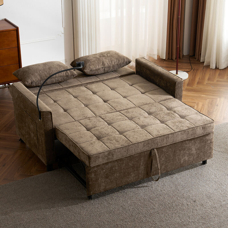 Whisen Pull-out  Loveseats, Reversible Backrest Cushion, Side Pockets, 2 USB Ports, Phone Holder image number 2