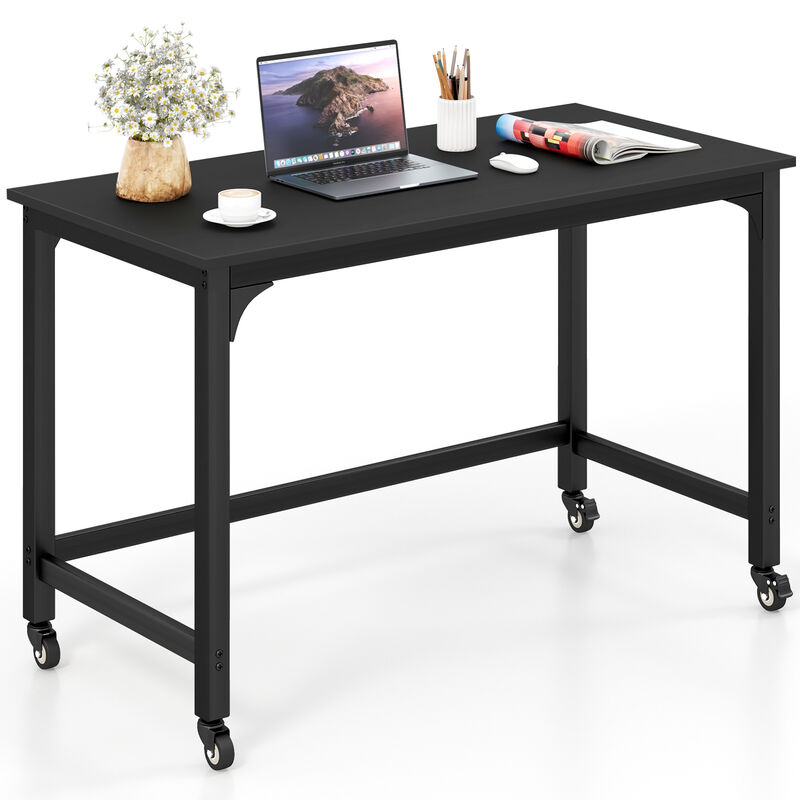 48" Rolling Computer Desk with Heavy-duty Metal Frame for Home and Office