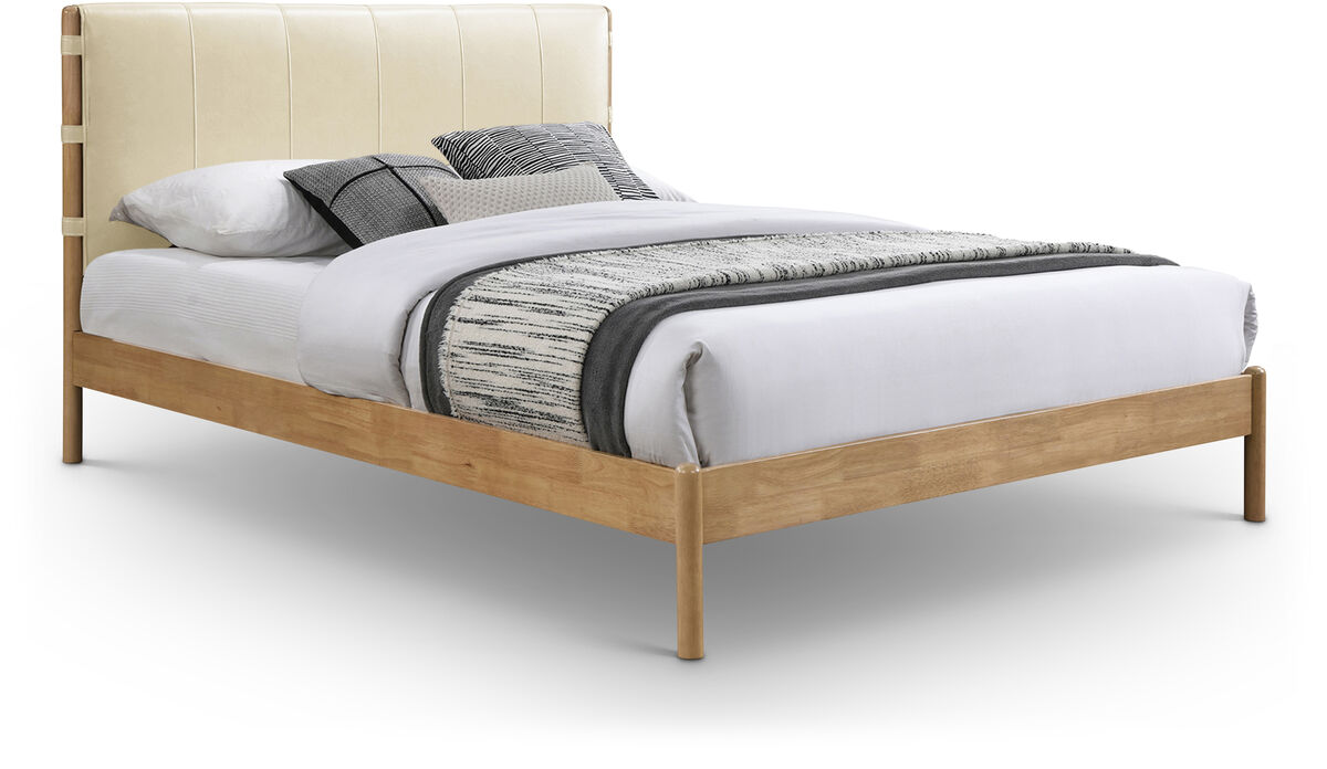 Meridian Furniture Asher Cream Vegan Leather King Bed