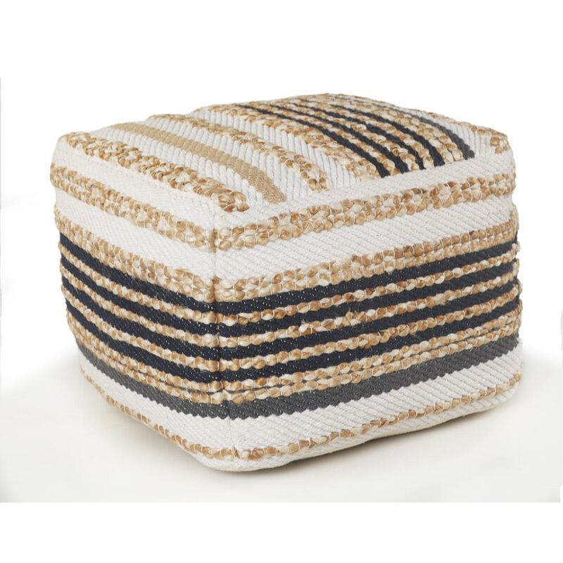 Hivvago 18 Inch Tan Geometric Pouf Ottoman