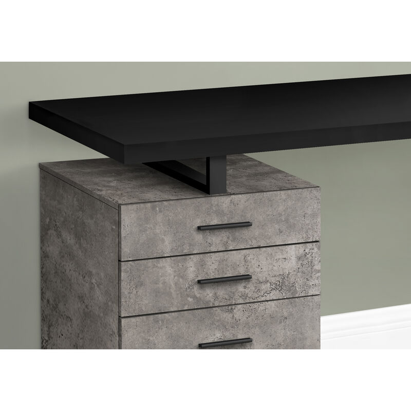 Monarch Specialties I 7647 Computer Desk, Home Office, Laptop, Left, Right Set-up, Storage Drawers, 48"L, Work, Metal, Laminate, Grey, Black, Contemporary, Modern