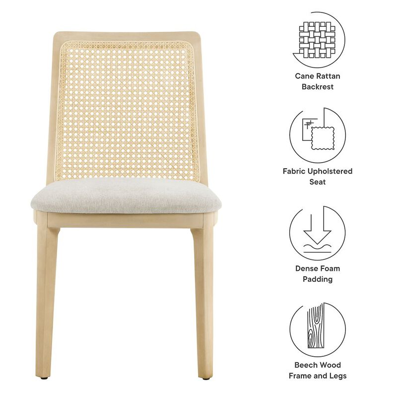 Monarch Wood and Rattan Dining Side Chair image number 2
