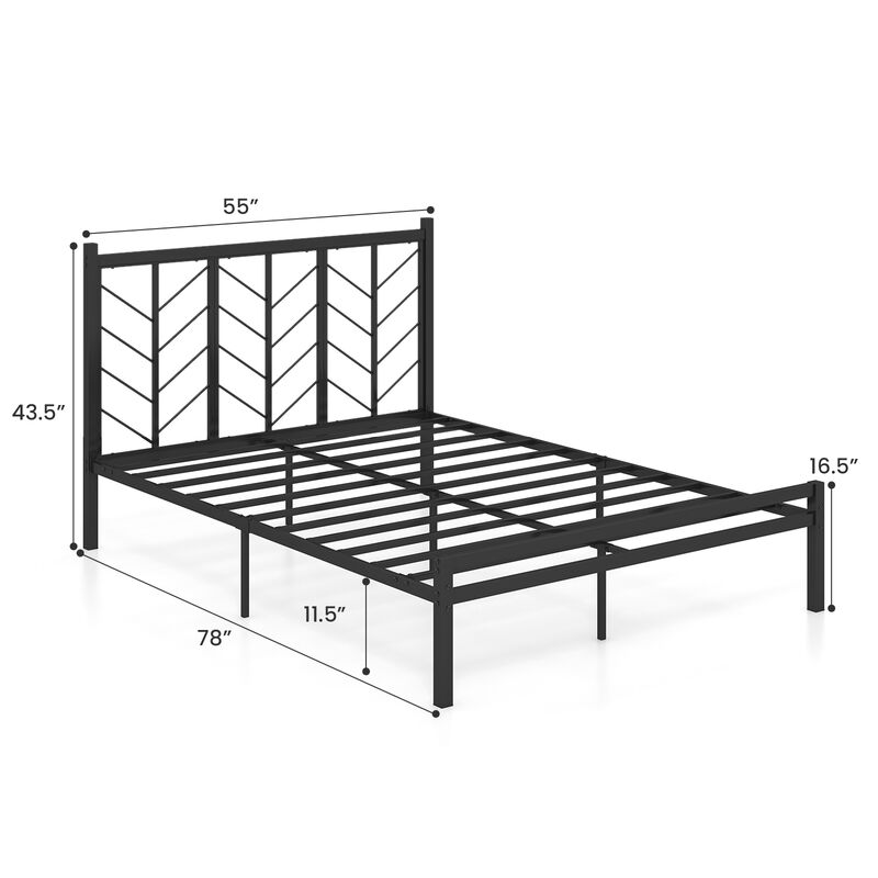 Metal Frame Platform Bed with Headboard, Sturdy and Stylish Design for Maximum Support and Comfort