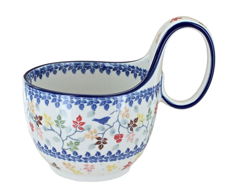Blue Rose Polish Pottery Dandelion Soup Mug