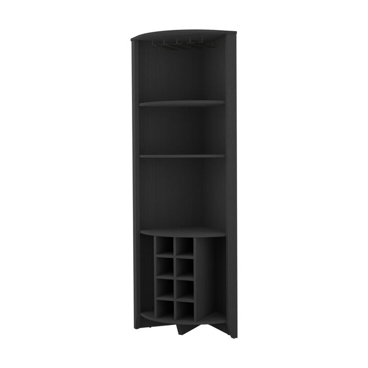 Morgana 8-Bottle 5-Shelf Corner Bar Cabinet Black Wengue