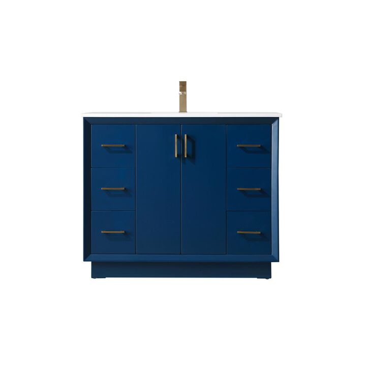 Elegant Kitchen and Bath 42 Inch SIngle Bathroom Vanity In Blue