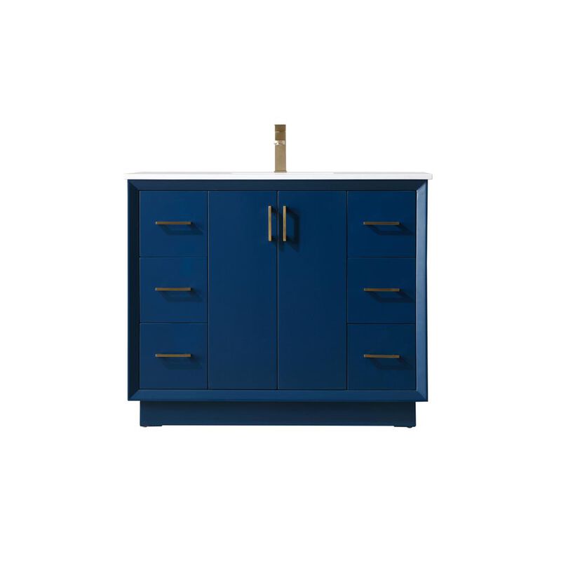 Elegant Kitchen and Bath 42 Inch SIngle Bathroom Vanity In Blue