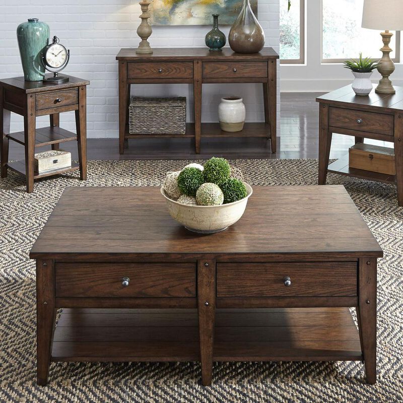 Liberty Furniture Lake House Cocktail Table in Rustic Brown Oak image number 5