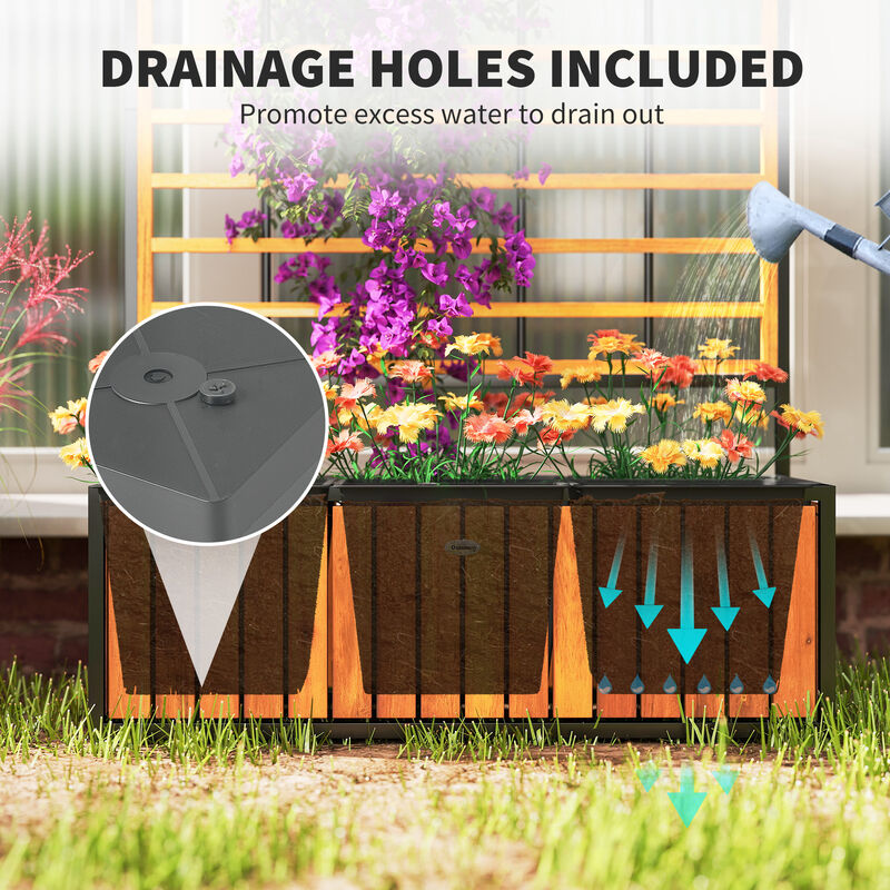Hivvago Elevated Wooden Planter with Trellis and Pots image number 5