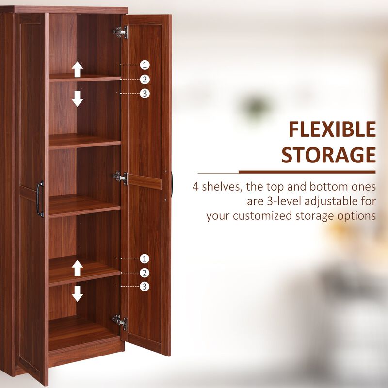 63" Brown Dining Room Cabinet: 2-Door, 5-Tier Shelving