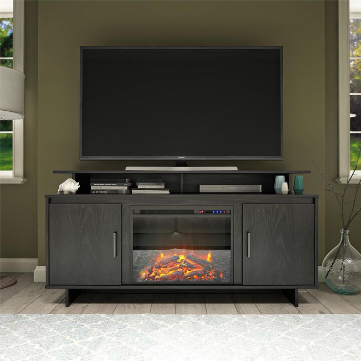 Merritt Avenue Electric Fireplace TV Console with Storage Cabinets for TVs up to 74"