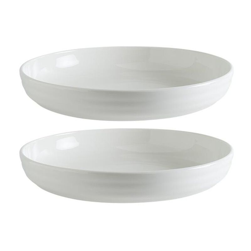 Pott dia.7.25" h:1.75" 22 oz. Round Warm White Porcelain Bowl (Set of 2)