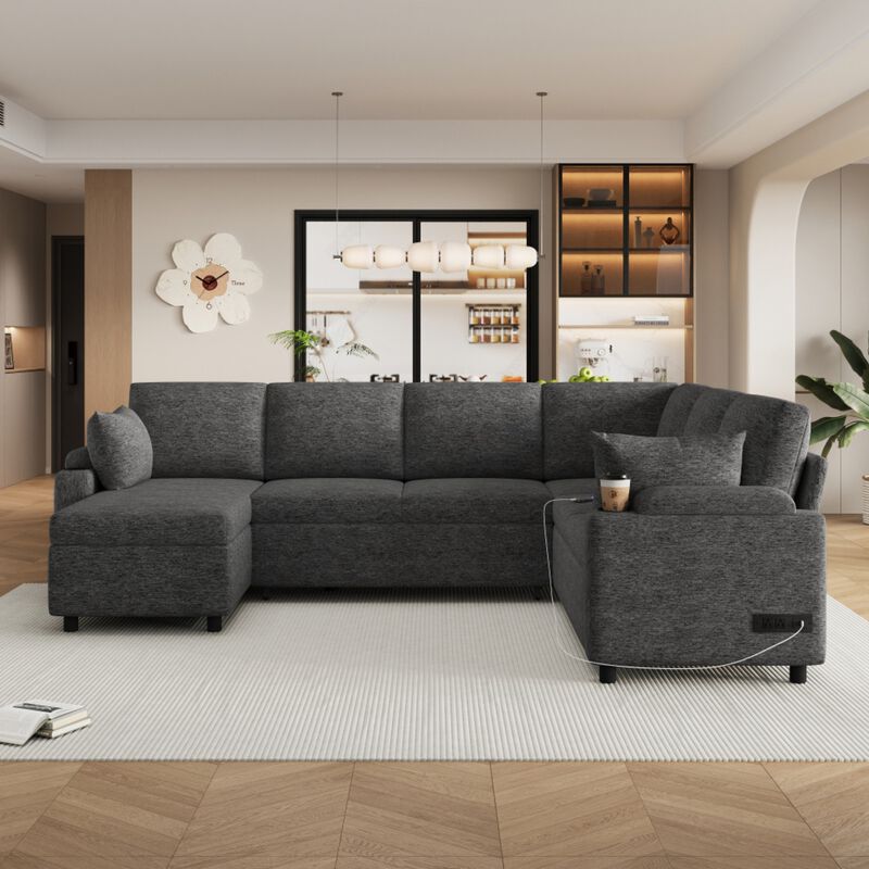 Zornug  Convertible L-Shaped Sectional Sofa Bed image number 1