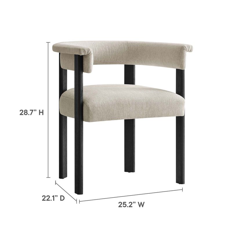 Imogen Woven Heathered Fabric Upholstered Barrel Dining Chairs - Set of 2 image number 6
