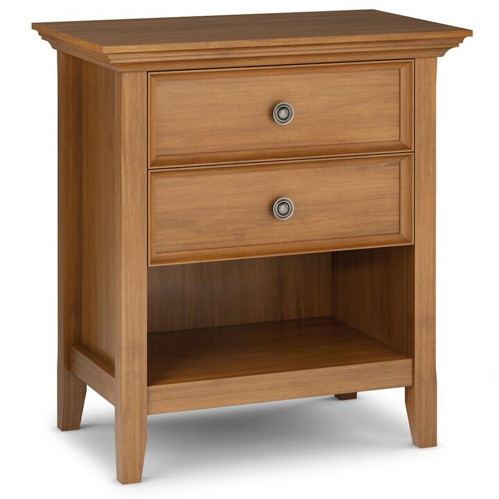 Simpli Home Amherst Solid Wood Bedside Table In Light Golden Brown