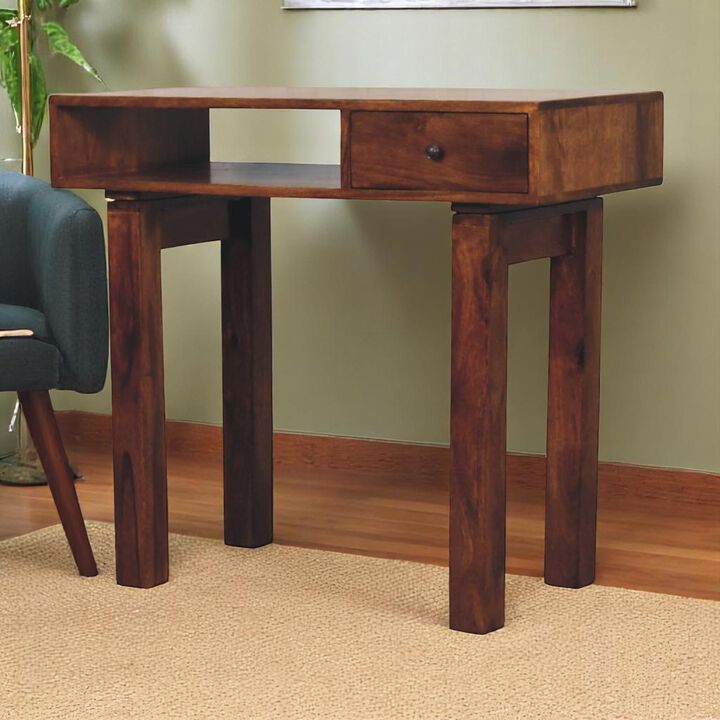 Artisan Furniture Solid Wood Tula 1 Drawer Chestnut Writing Desk , Brown