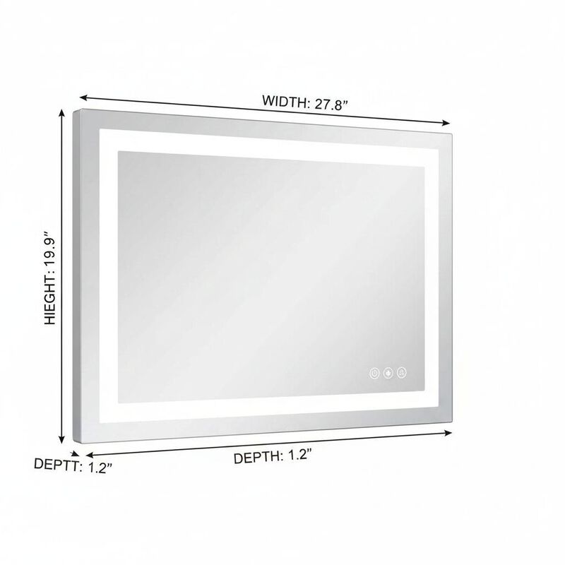 HomeRoots 20" Lighted Frameless Anti Fog Bathroom Vanity Mirror image number 3