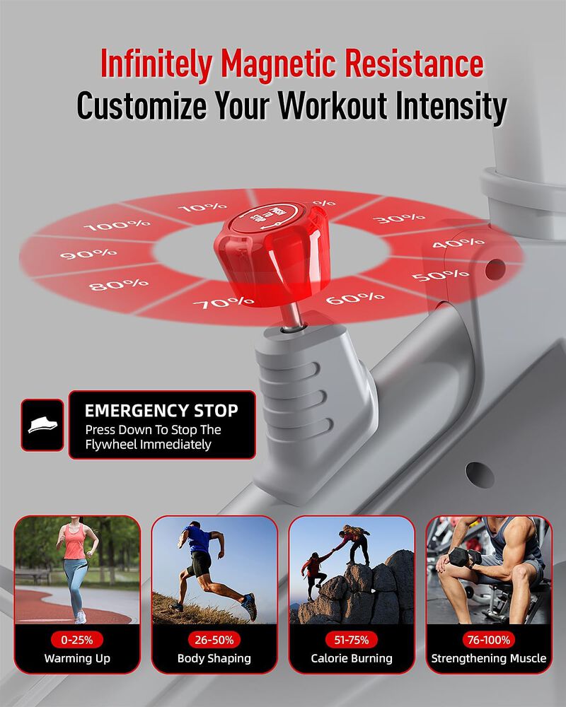 HARISON Magnetic Exercise Bike for Home 380 LB Capacity with Bluetooth, Stationary Bike with iPad Holde (HR-X12 Sliver) image number 4