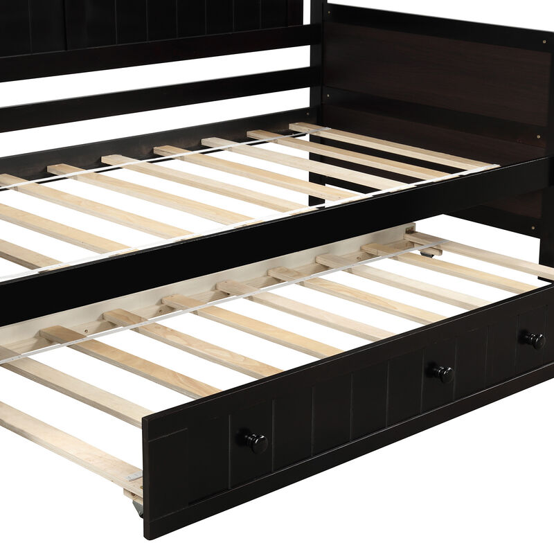 Merax Wooden Daybed with Trundle Bed image number 8