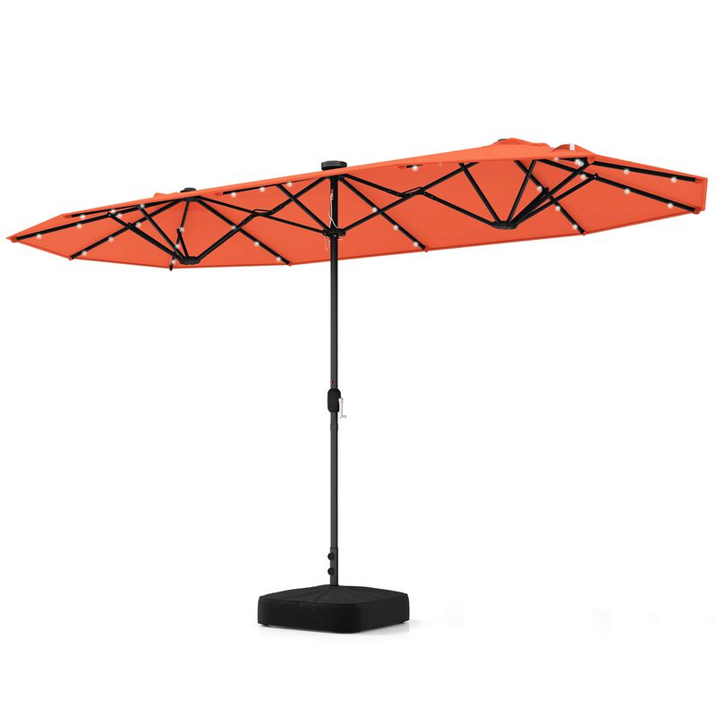 13FT Double-sided Patio Umbrella with Solar Lights for Garden Pool Backyard image number 0