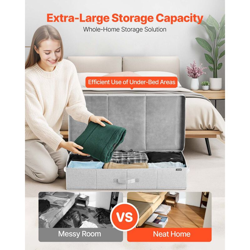 Under Bed Storage Containers with Clear Lids, 2 Pack, Clothes and Shoe Organizer-Grey image number 5