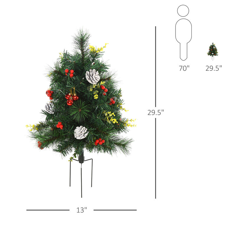 BreeBe Cordless 24in Outdoor Christmas Trees with Pre-Lit LEDs image number 2