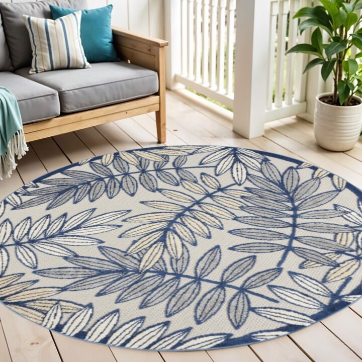 HomeRoots Botanical Leaves Indoor Outdoor Area Rug
